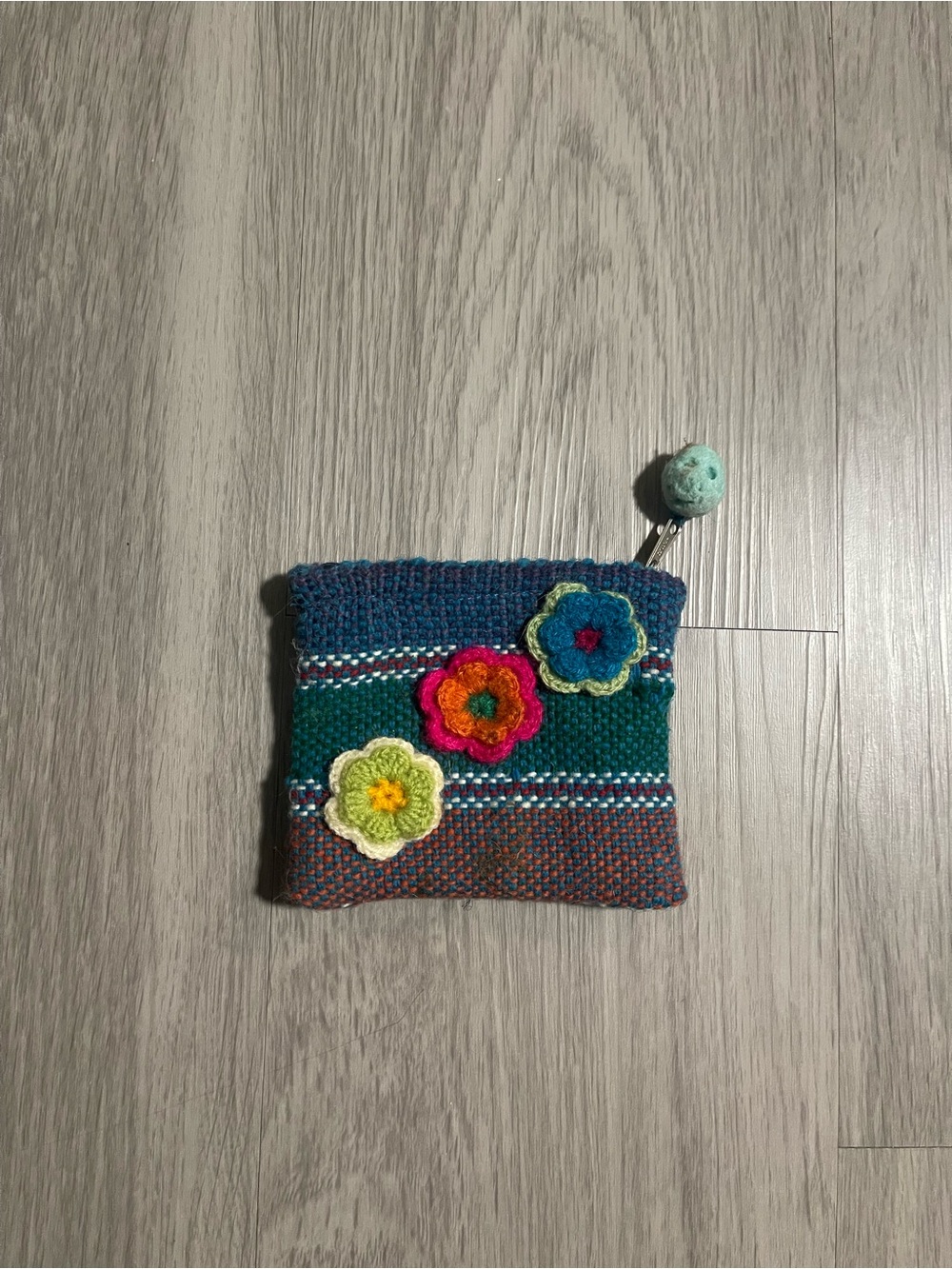 Handmade Crocheted Flower Coin Pouch